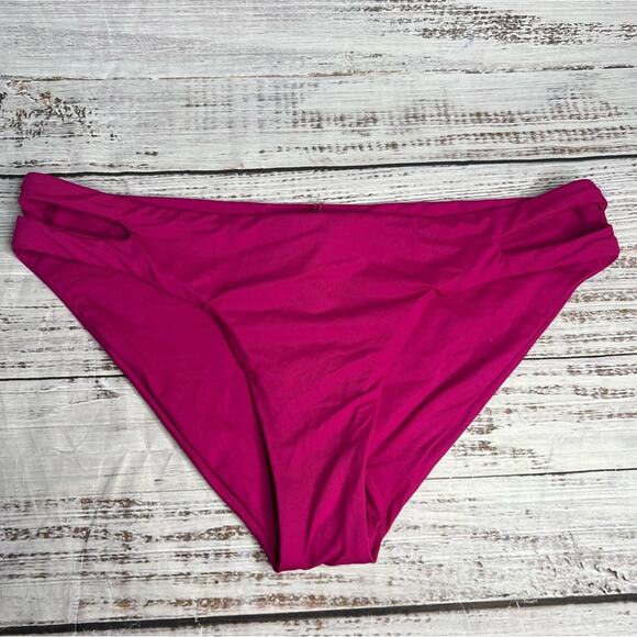 BECCA Women's Large Color Prism Bottom Wine Purple New Strappy Cut Outs - Picture 3 of 8